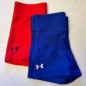 Under Armour women’s Shorty Shorts Bundle of 2 Bold Red & Blue Sz- S.BB17